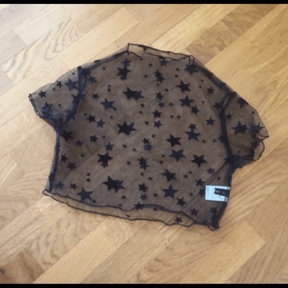 Star Print Sheer Crop Top - Picture 4 of 6